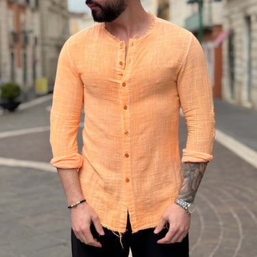 Camicia arancio fluo con collo sfrangiato - FLAG STORE